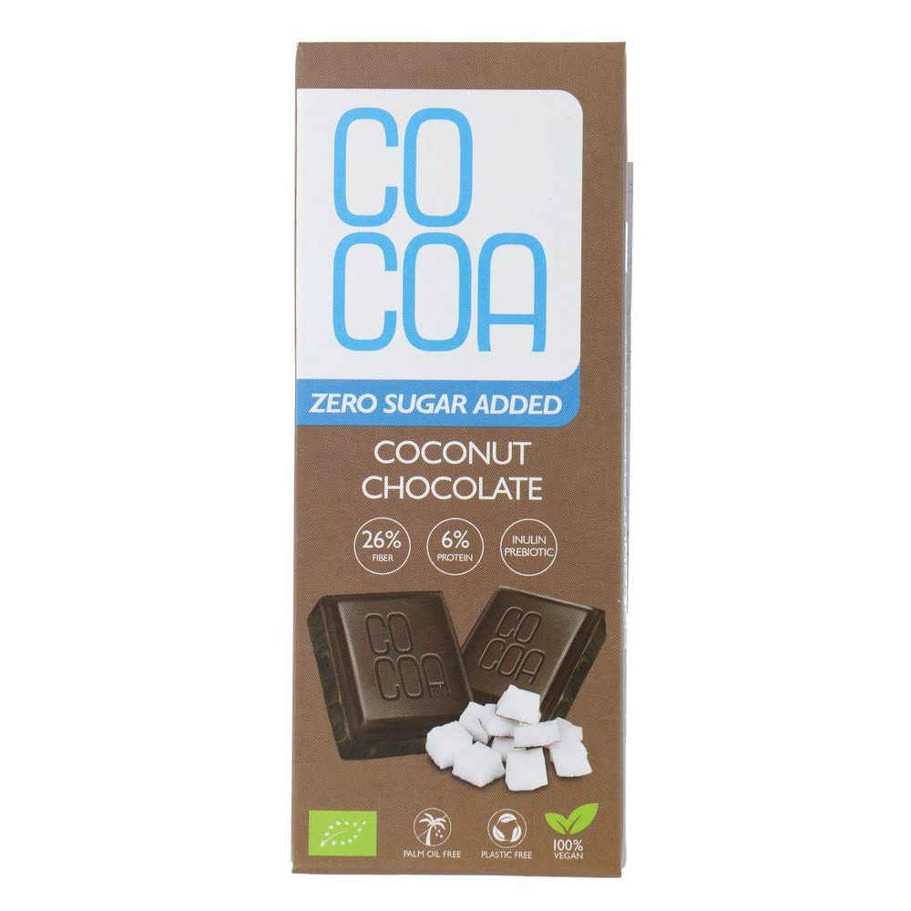 Cocoa Biologische Chocolade Kokos Reep Zero Sugar 40 gr