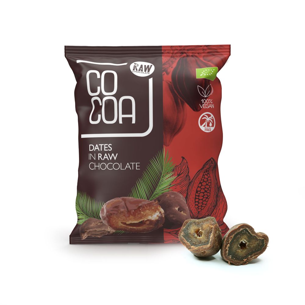 Cocoa Dadels met Pure Chocolade RAW 70 gr