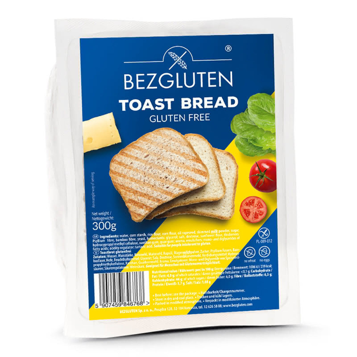 Bezgluten toast brood 300 gram