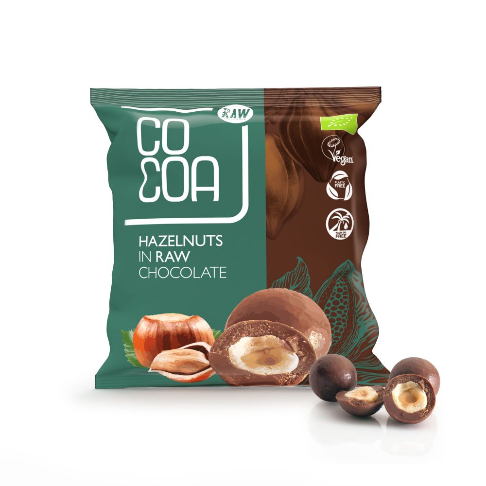 Cocoa Hazelnoten met Pure Chocolade RAW 70 gr