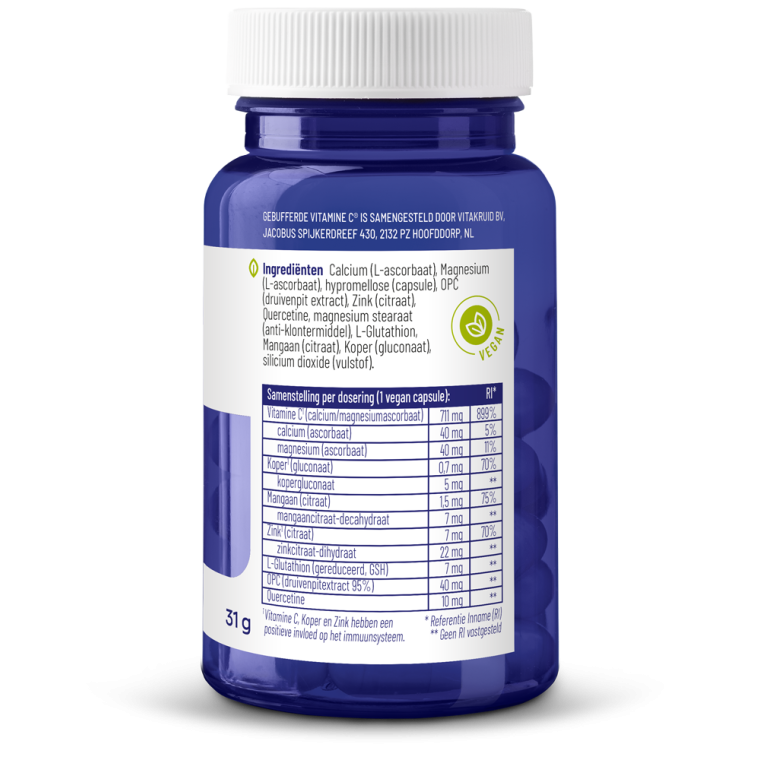 Vitakruid Gebufferde Vitamine C vegan 30 vcaps