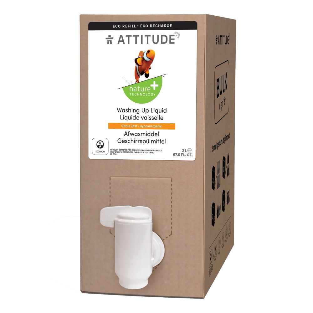 Attitude Nature+ Afwasmiddel Citrus Zest Bult To Go 2 lt