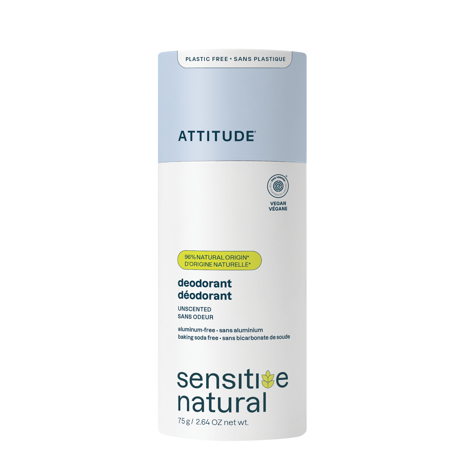 Attitude Deodorant baksoda vrij parfumvrij super leaves 75 gram
