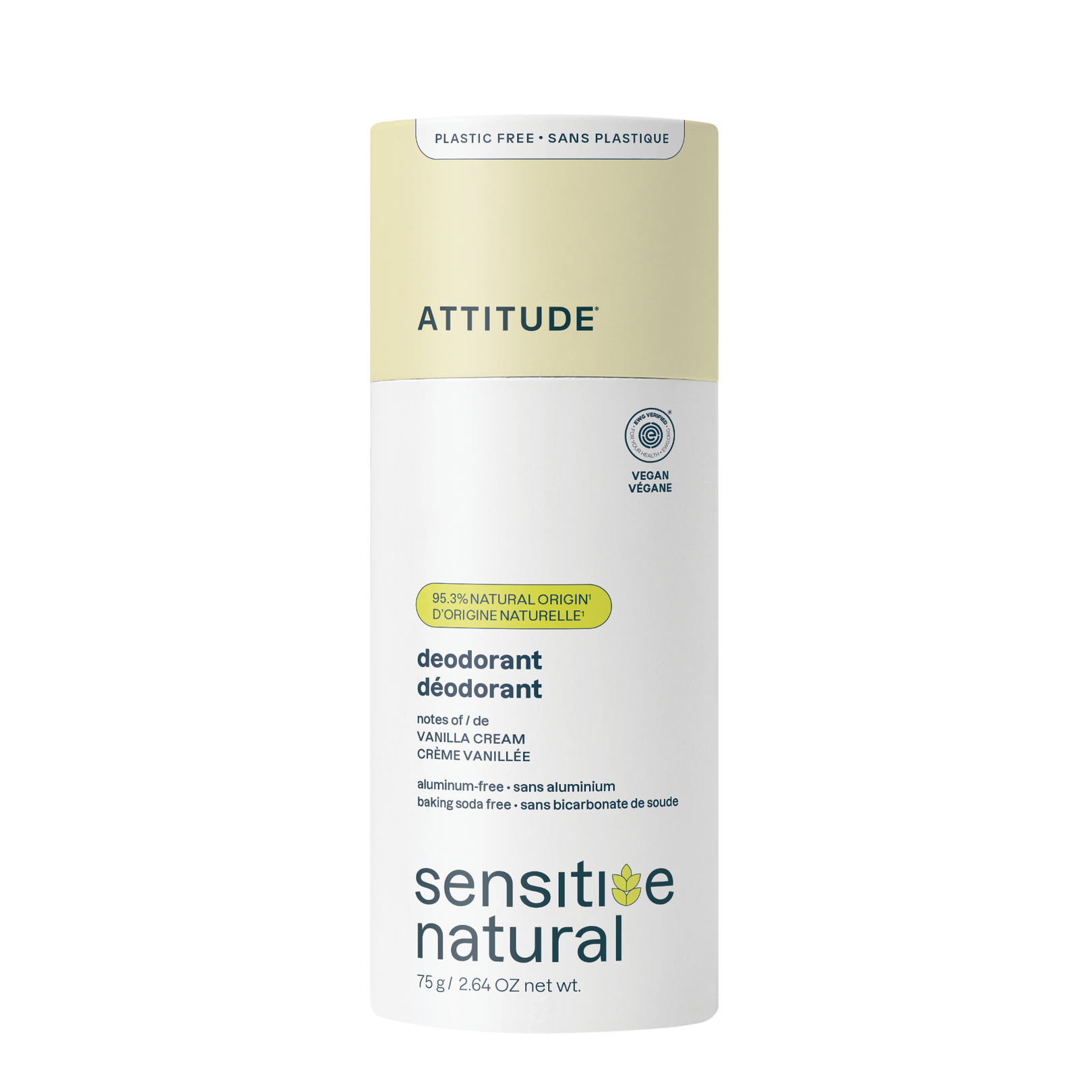 Attitude Deodorant baksoda vrij vanilla creme super leaves 75 gram