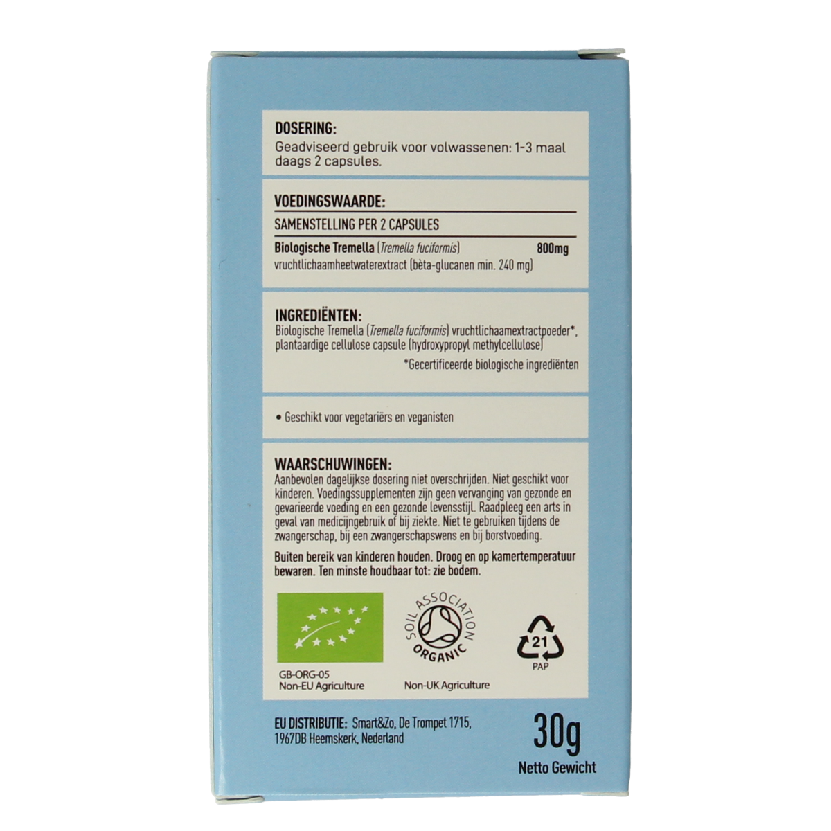 Mushrooms For Life Tremella biologisch 60 capsules