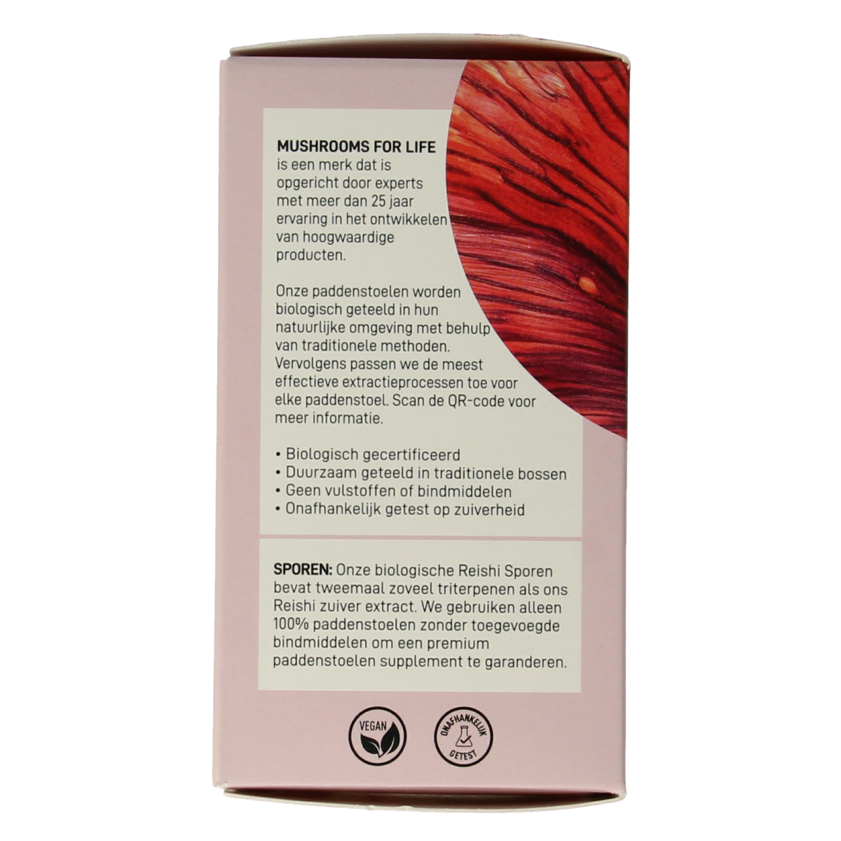 Mushrooms For Life Reishi spore paddenstoel biologisch 60 capsules