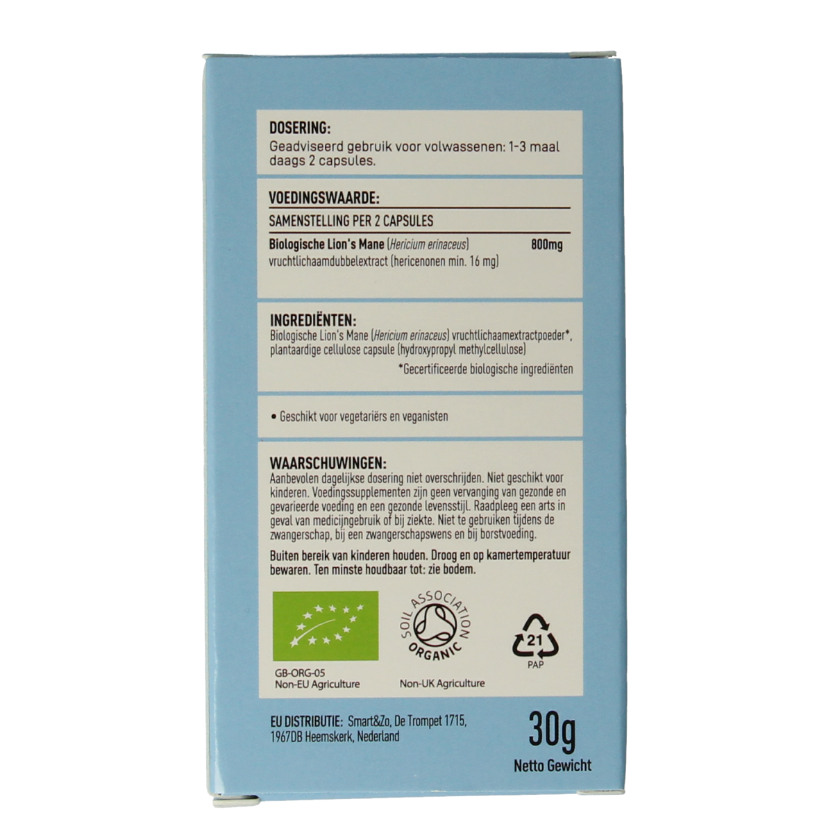 Mushrooms For Life Lion's mane biologisch 60 capsules