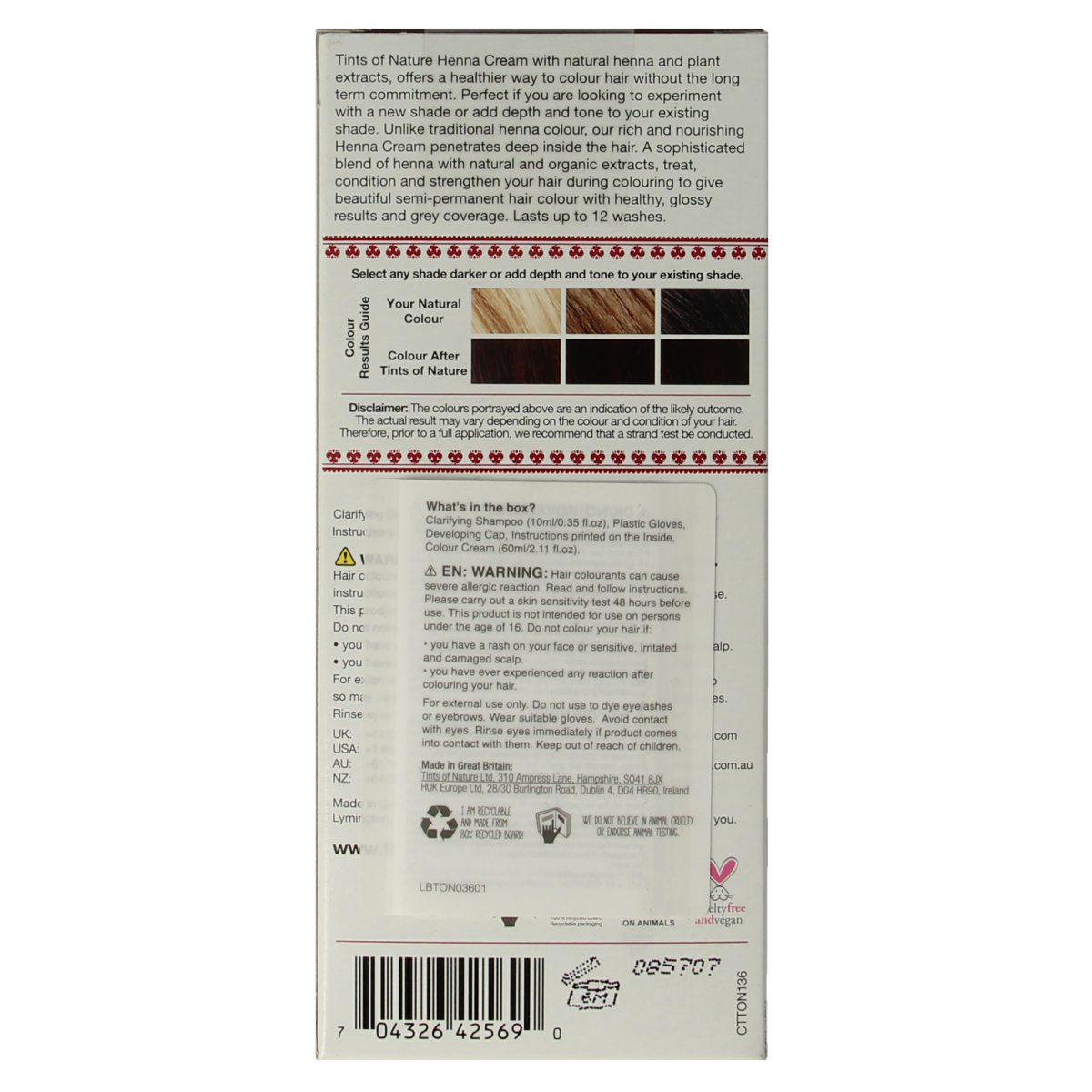 Tints Of Nature Henna cream mahogany red semi permanent 70 ml