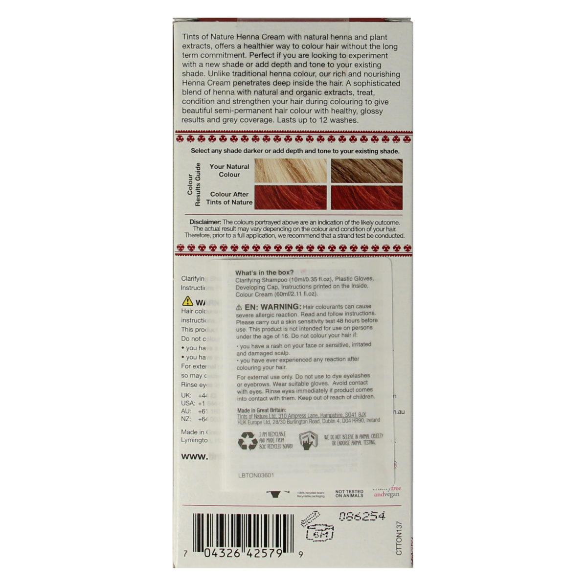Tints Of Nature Henna cream red semi permanent 70 ml