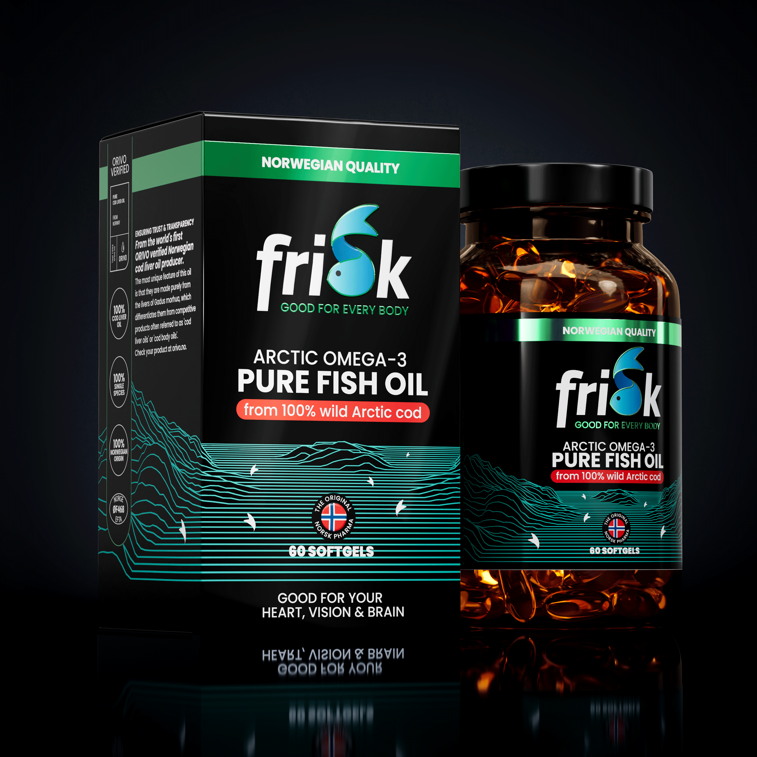 Frisk Omega 3 pure visolie – DHA & EPA 60 softgels