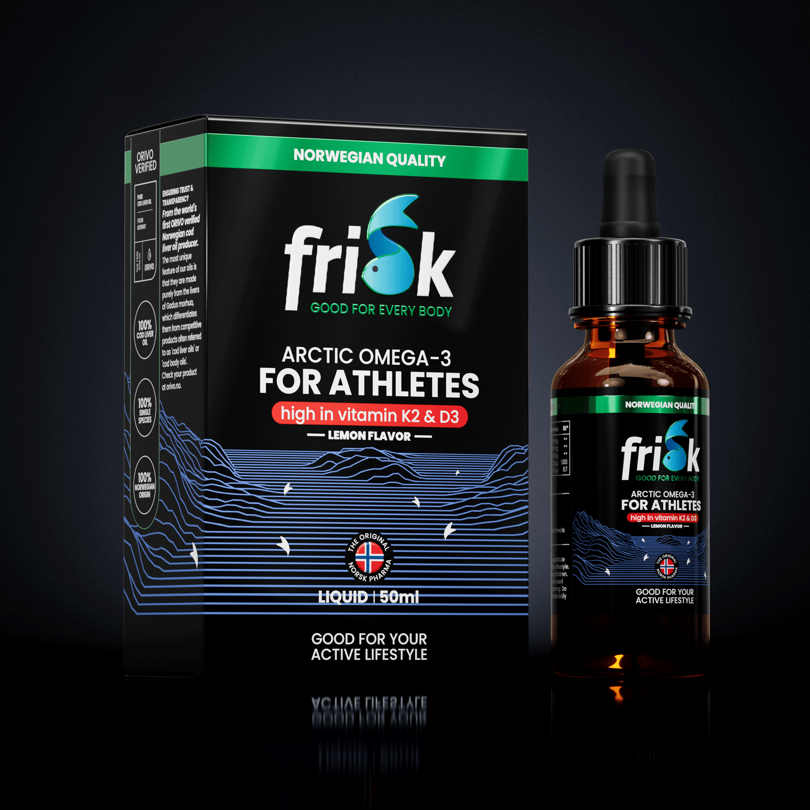 Frisk Omega 3 sporters – visolie met K2 & D3 50 ml