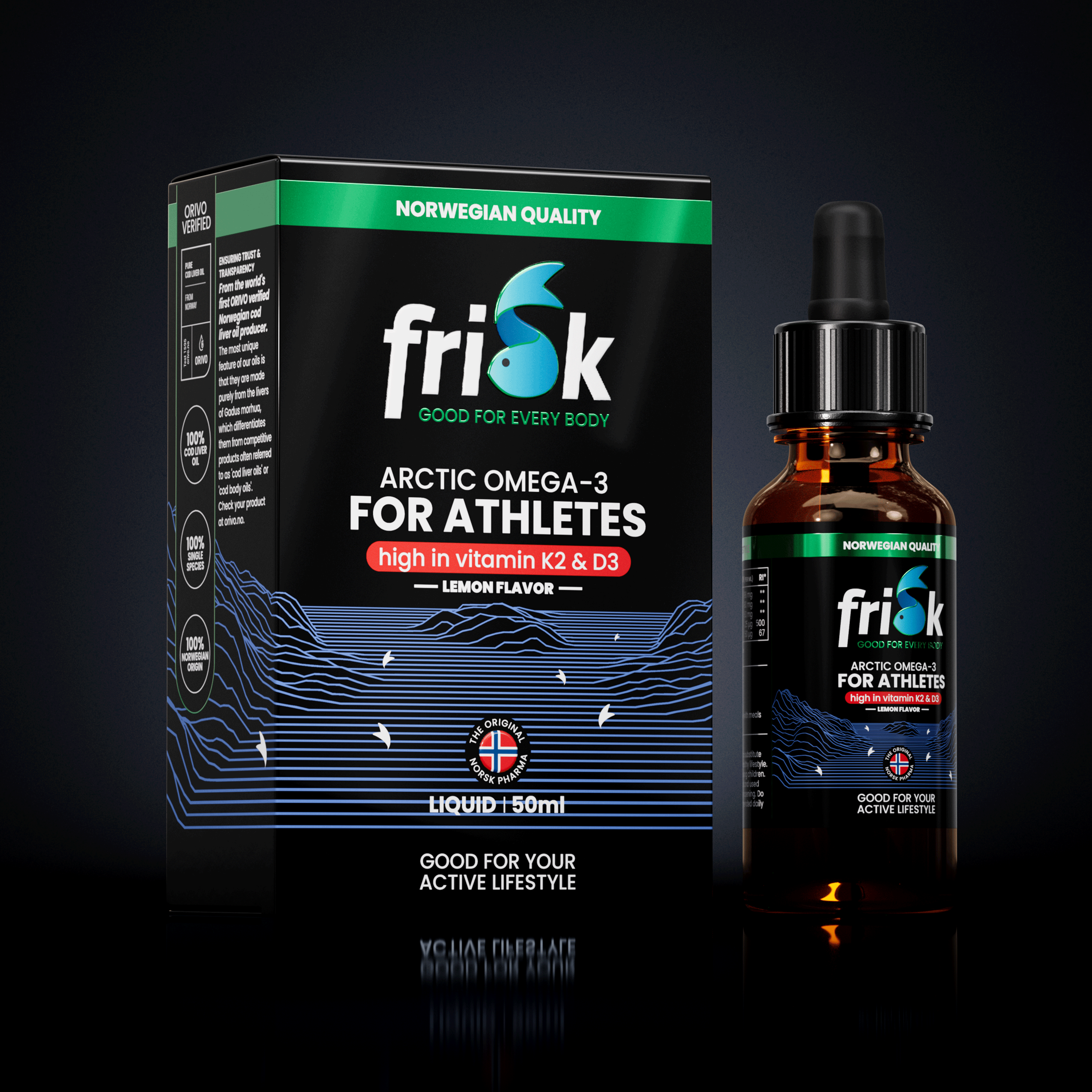 Frisk Omega 3 sporters – visolie met K2 & D3 50 ml