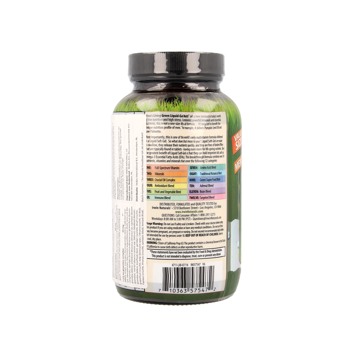 Irwin Naturals Living green liquid gel multi for men 120 softgels