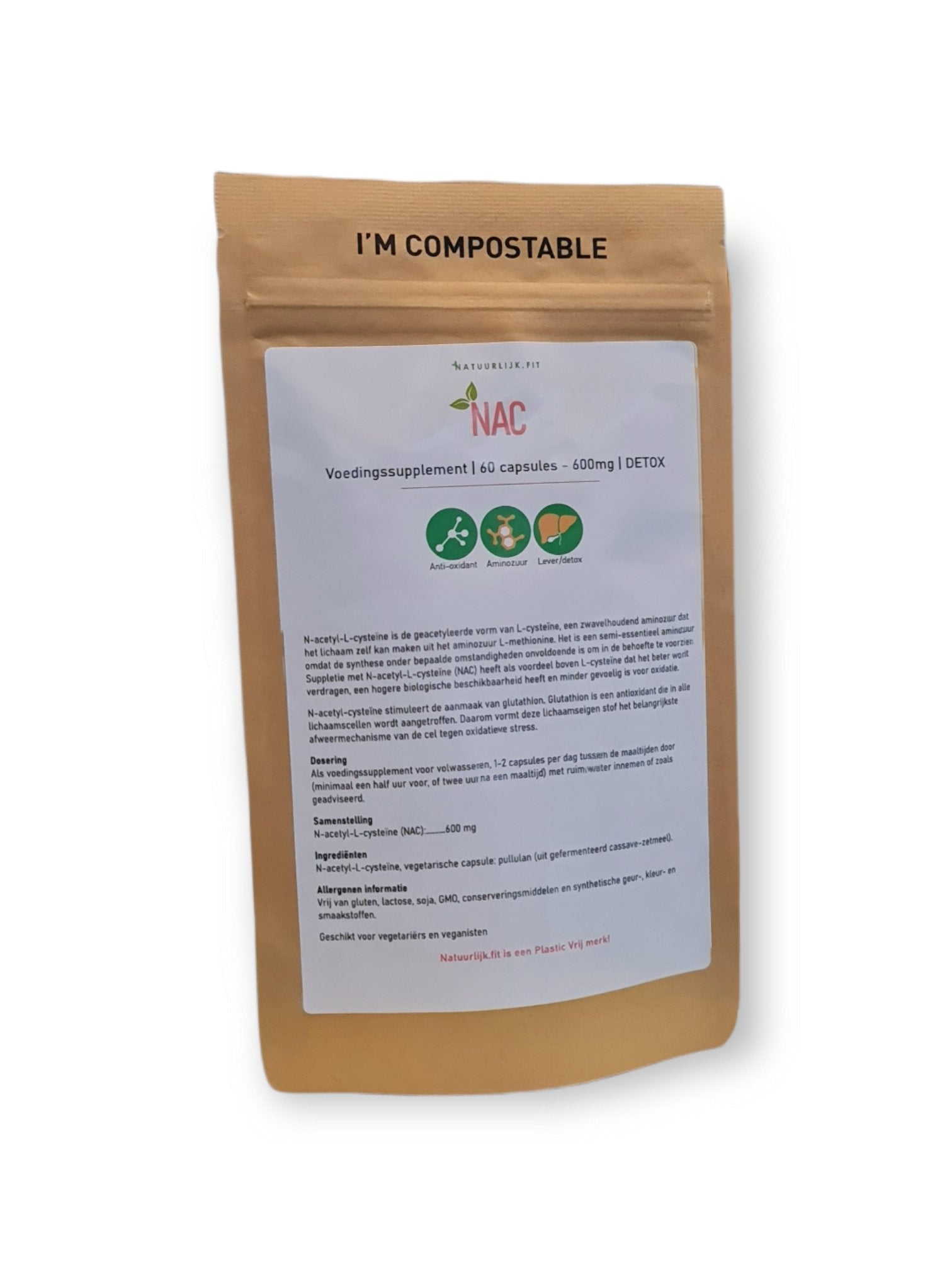 Natuurlijk.fit NAC 600 mg N-acetyl cysteine 60 vcaps