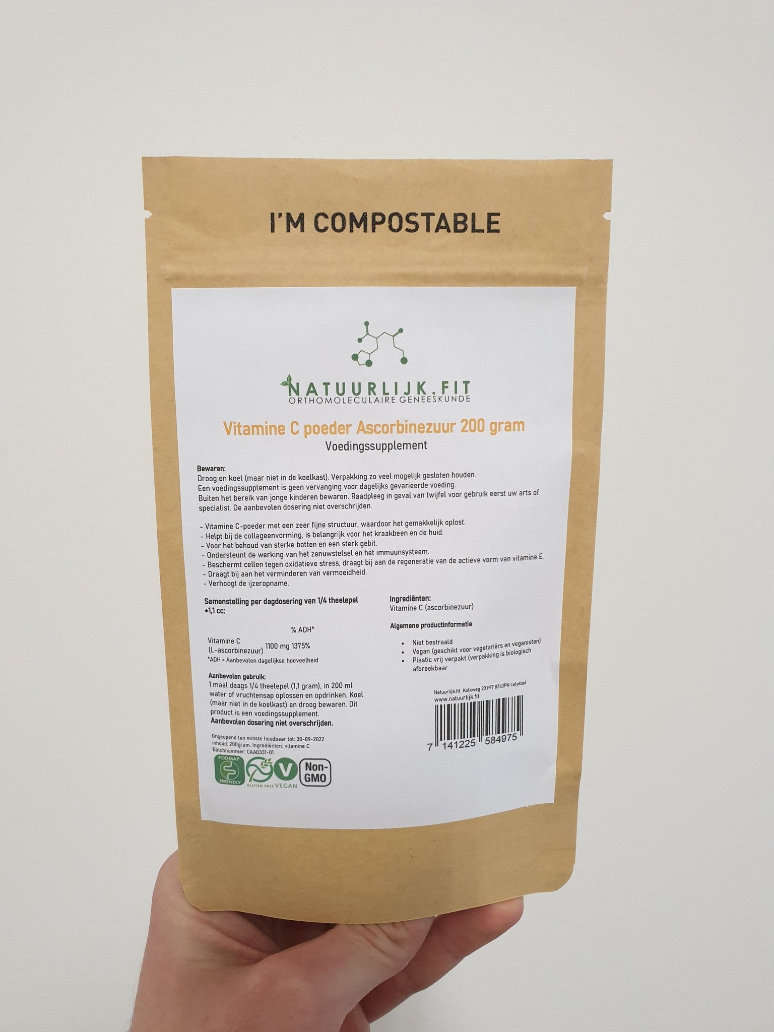 Natuurlijk.fit Vitamine C ascorbinezuur 200 gram
