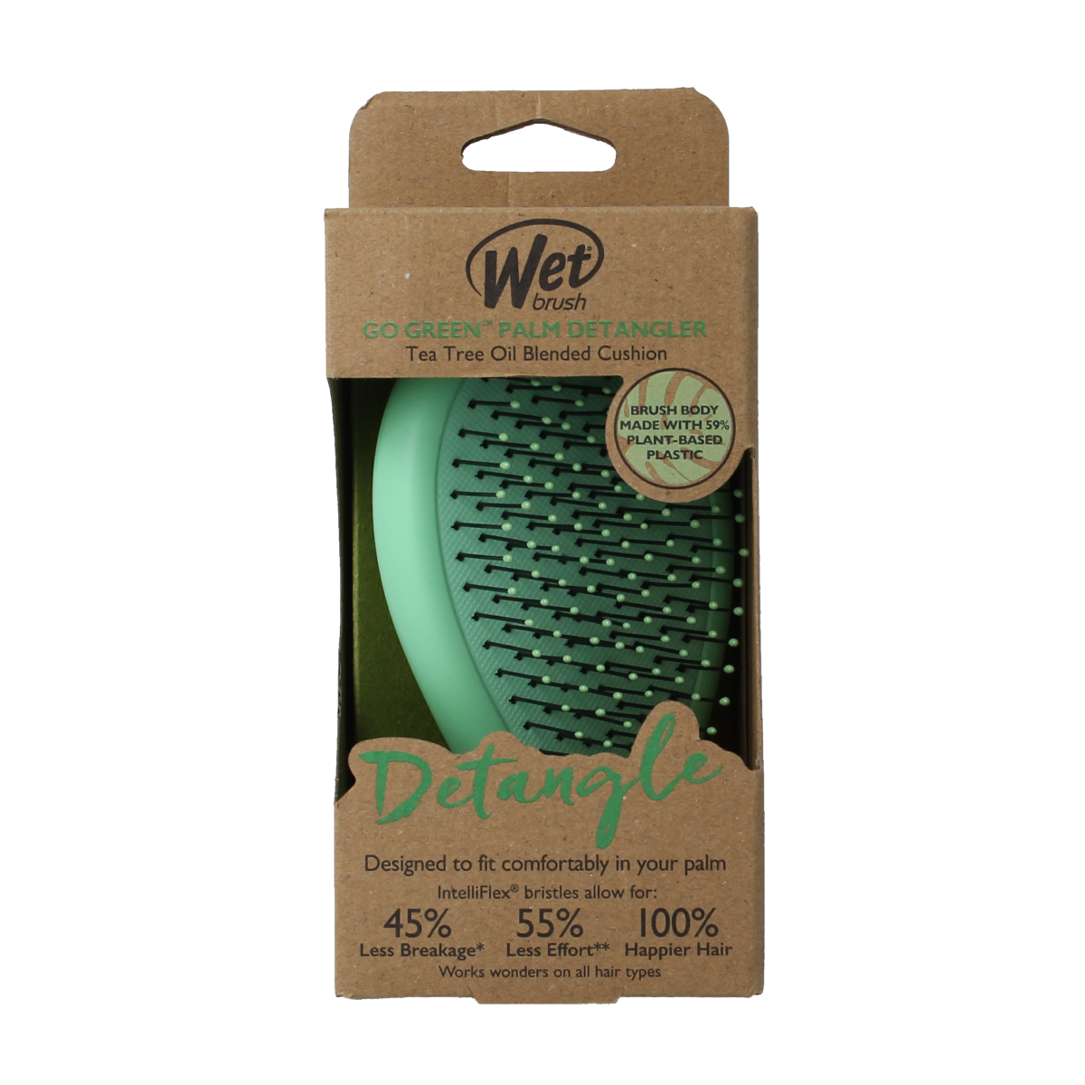 Wetbrush Go green palm detangler green tea tree oil