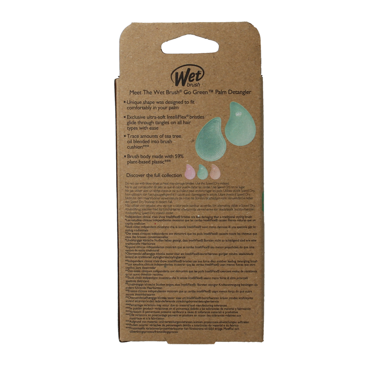Wetbrush Go green palm detangler green tea tree oil