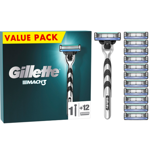 Gillette Mach 3 Houder & 12 Scheermesjes 1 st