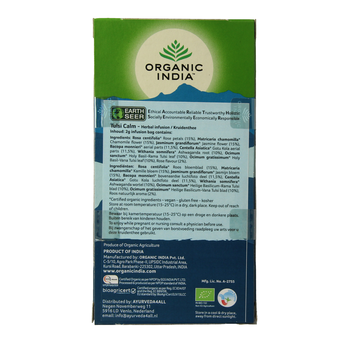 Organic India Tulsi calm tea biologisch 25 stuks