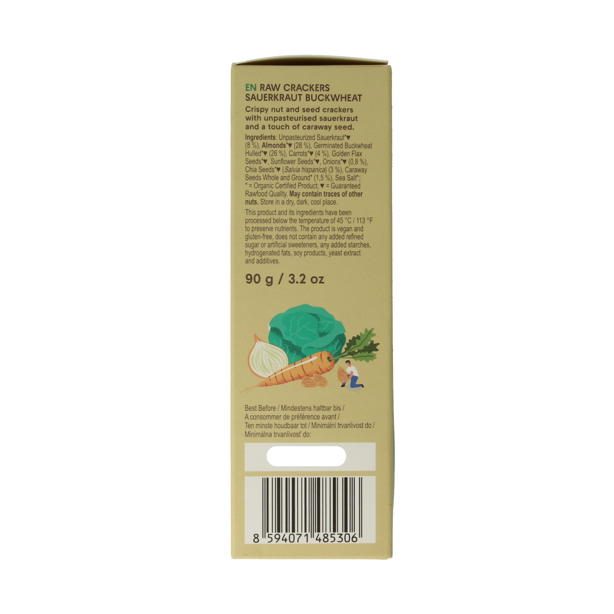 Lifefood Life crackers zuurkool boekweit raw biologisch 90 gram