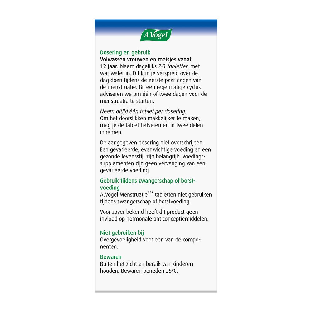 A Vogel menstruatie 30 tabletten