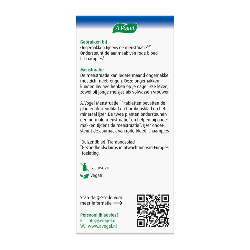 A Vogel menstruatie 30 tabletten