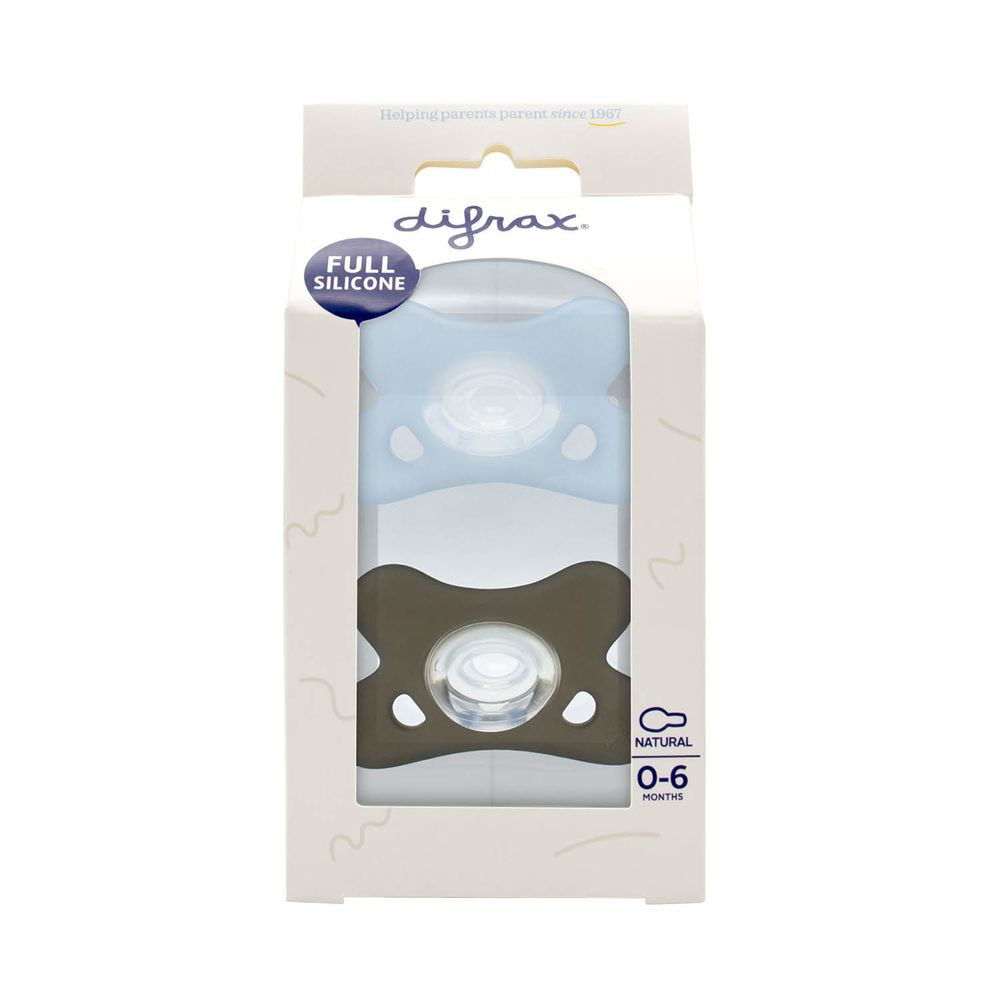 Difrax Fopspeen natural siliconen 0-6M, 2st Ice/Clay 2 stuks