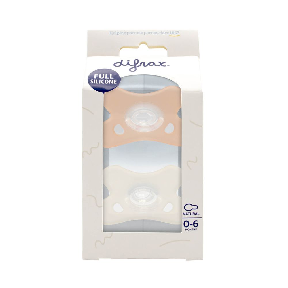 Difrax Fopspeen natural siliconen 0-6M, 2st Blossom/White 2 stuks