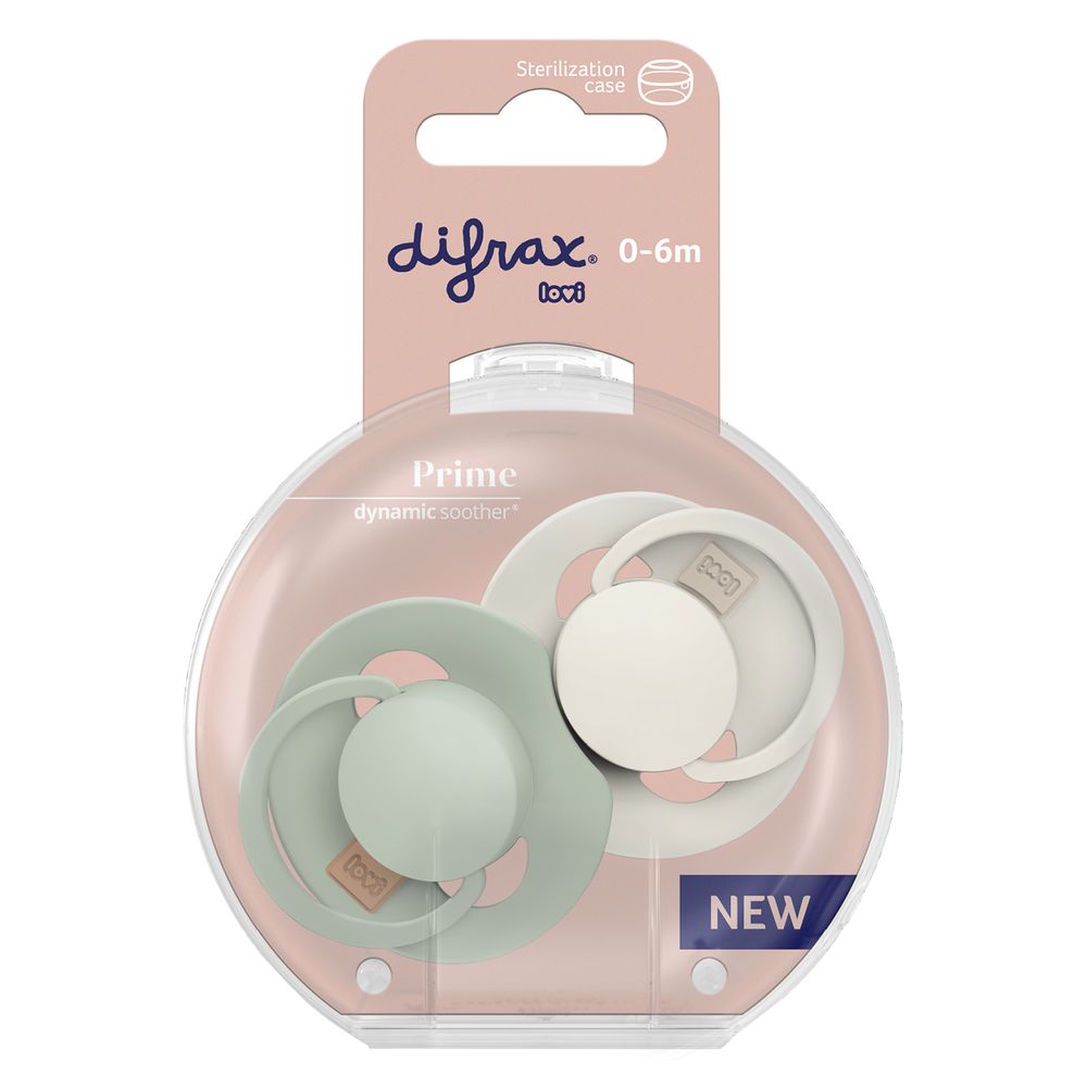 Difrax Lovi Dynamic Fopspeen 0-6m Coconut/Pistachio 2 stuks