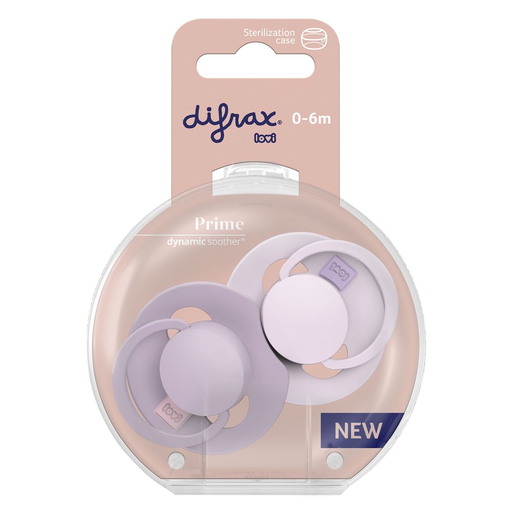 Difrax Lovi Dynamic Fopspeen 0-6 Lilac/Violet 2 stuks