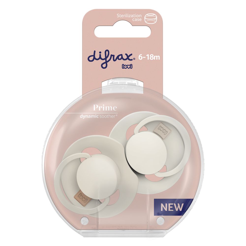 Difrax Lovi Dynamic Fopspeen 6-18m  Coconut/Ivory 2 stuks