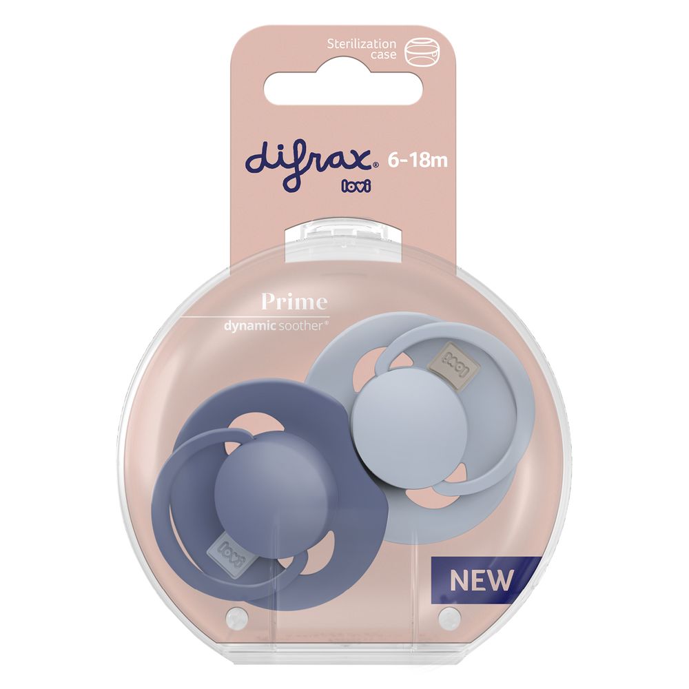 Difrax Lovi Dynamic Fopspeen 6-18m Baby Blue/Blue 2 stuks
