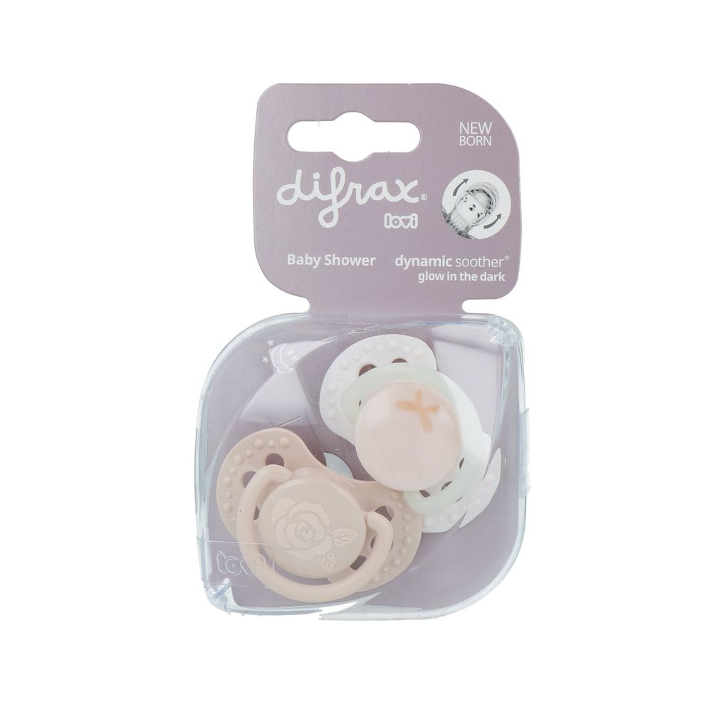 Difrax Dynamic Fopspeen Newborn Babyshower Pink 2 stuks
