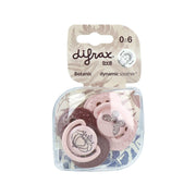 Difrax Dynamic Fopspeen 0-3M Botanic Pink / Purple 2 stuks