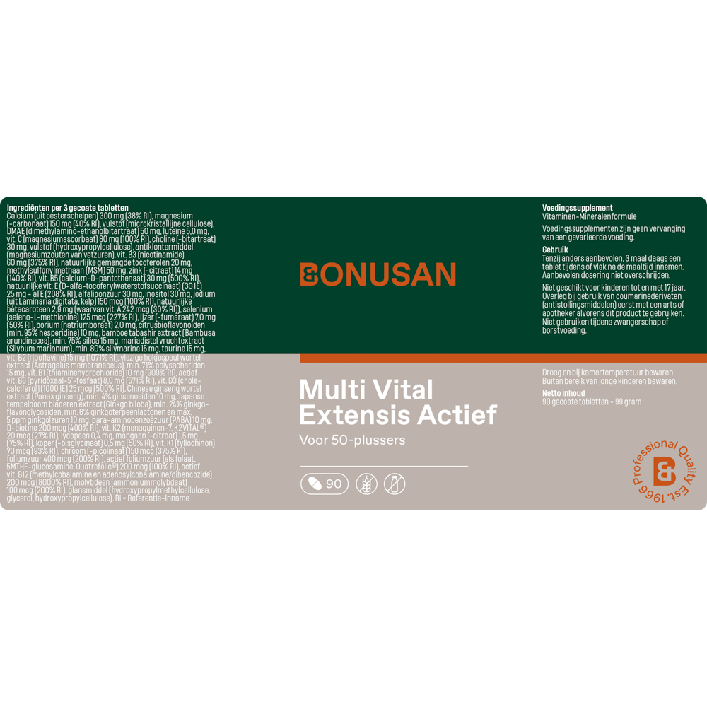 Bonusan Multi Vital Extensis Actief 90 tabletten