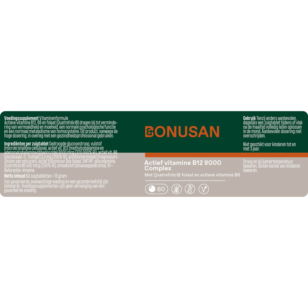 Bonusan Actief vitamine B12 8000 Complex  60 zuigtabletten