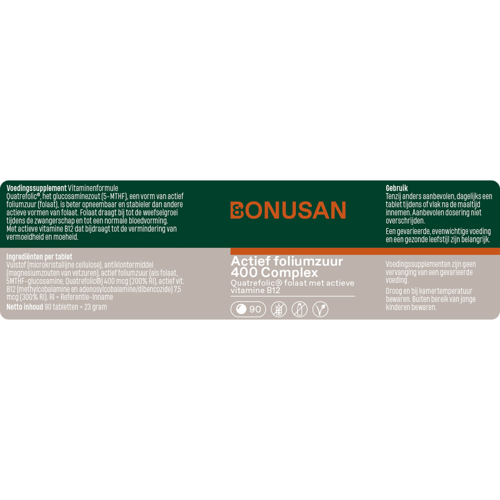 Bonusan Foliumzuur actief 400 complex 90 tabletten