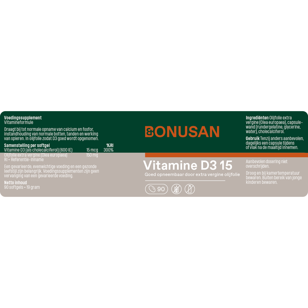 Bonusan Vitamine D3 15 90 softgels