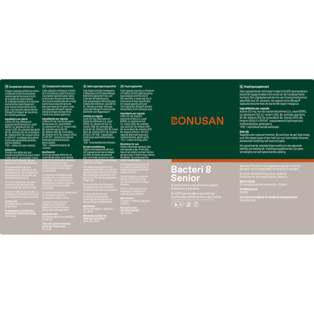 Bonusan Bacteri 8 senior 28 capsules