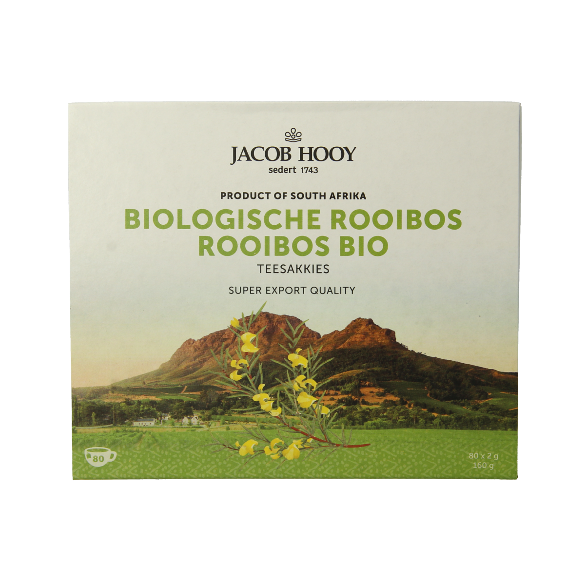 Jacob Hooy Rooibosthee sakkies biologisch 80 zakjes