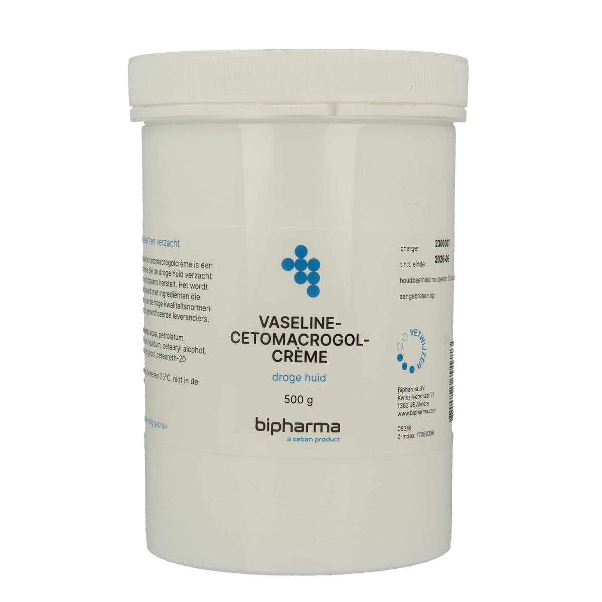 Bipharma Vaselinecetomacrogolcreme 500 gram