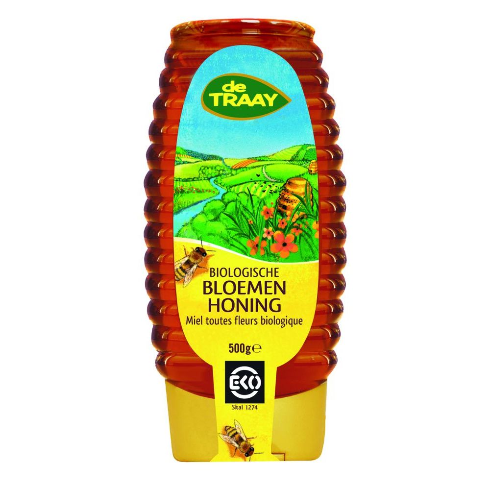 De Traay Bloemenhoning vloeibaar knijpfles 500 gram