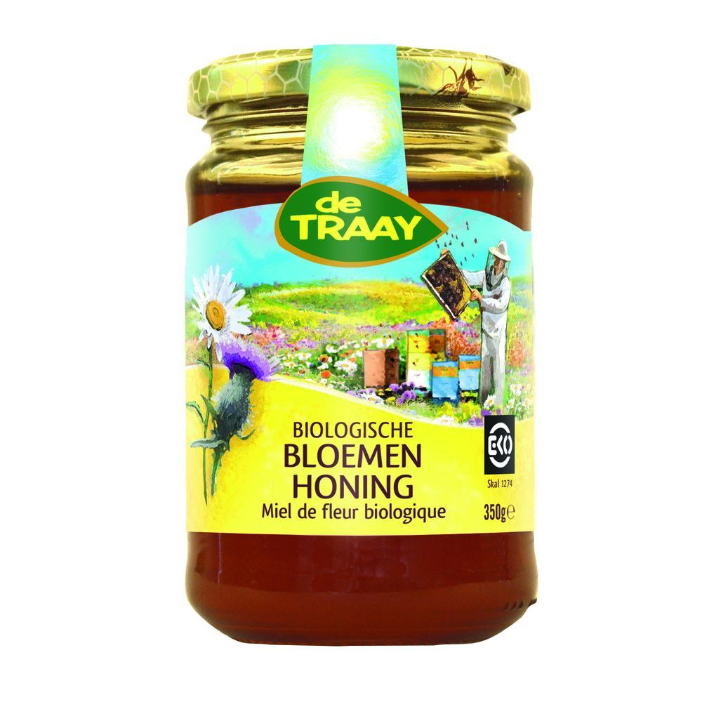 De Traay Bloemen honing vloeibaar biologisch 350 gram