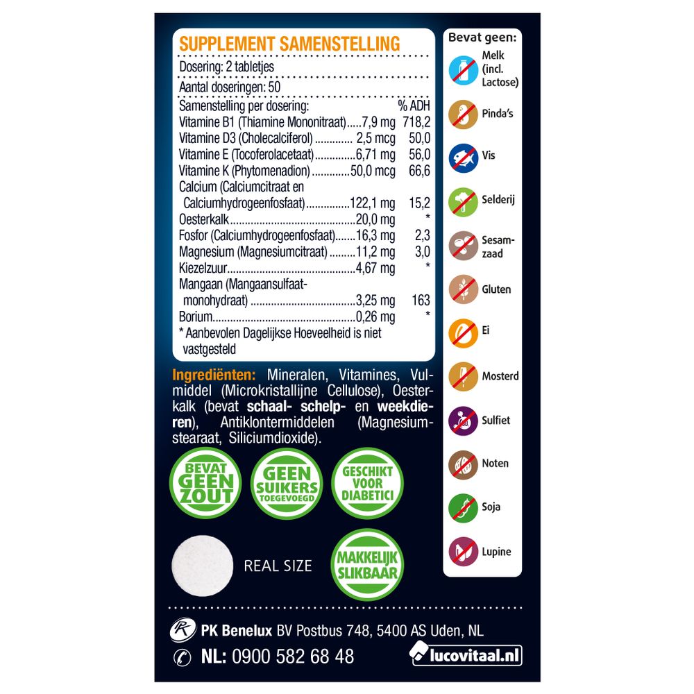 Lucovitaal Oesterkalk calcium 100 tabletten