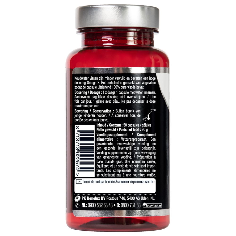 Lucovitaal Koudwater Visolie Puur Omega 3 50 capsules