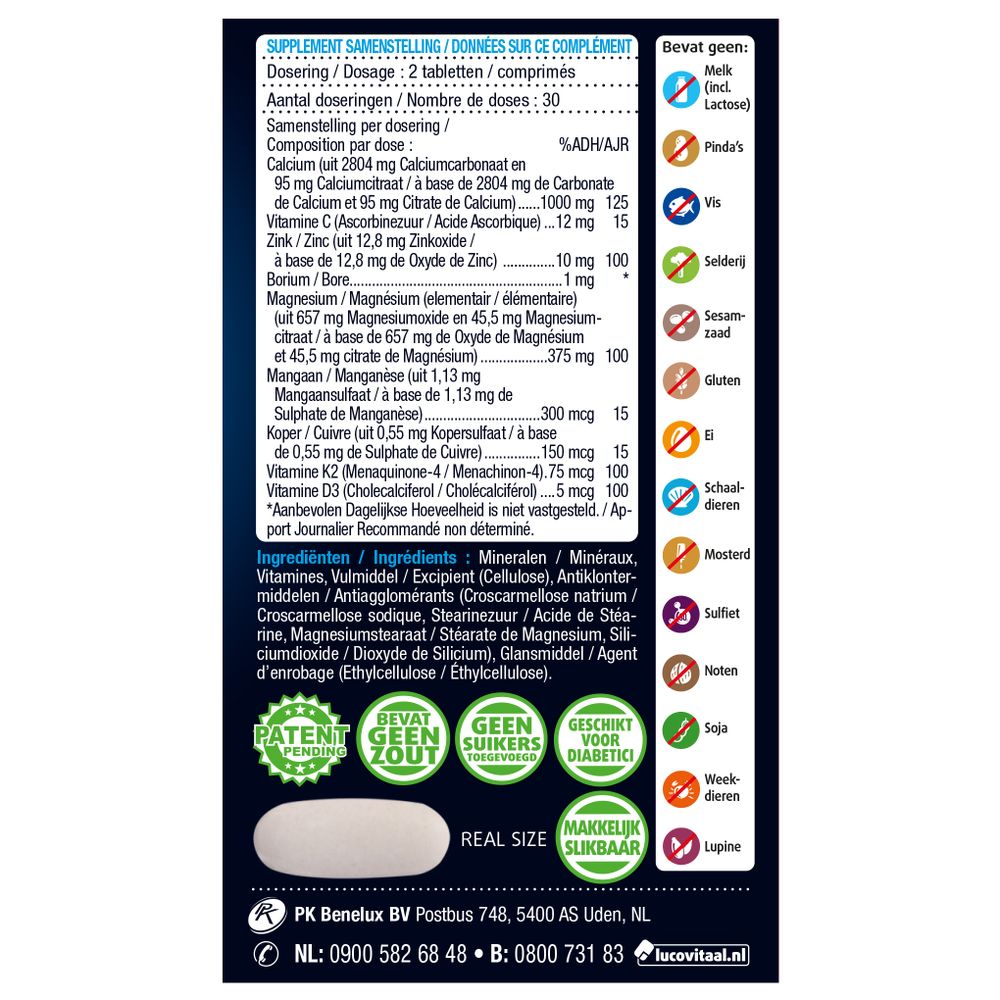 Lucovitaal Calcium magnesium botformule 60 tabletten