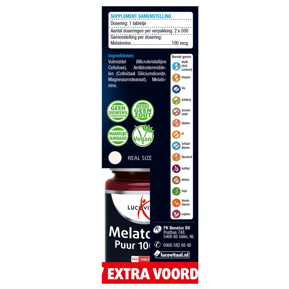Lucovitaal Melatonine duo 0.1 mg 2 x 500 1000 tabletten