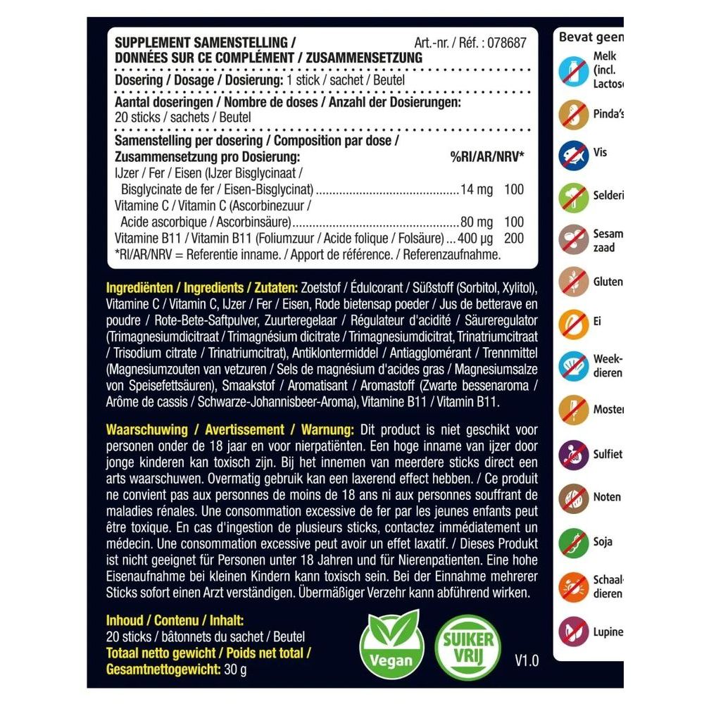 Lucovitaal Ijzer bisglycinaat bosbes 20 sachets