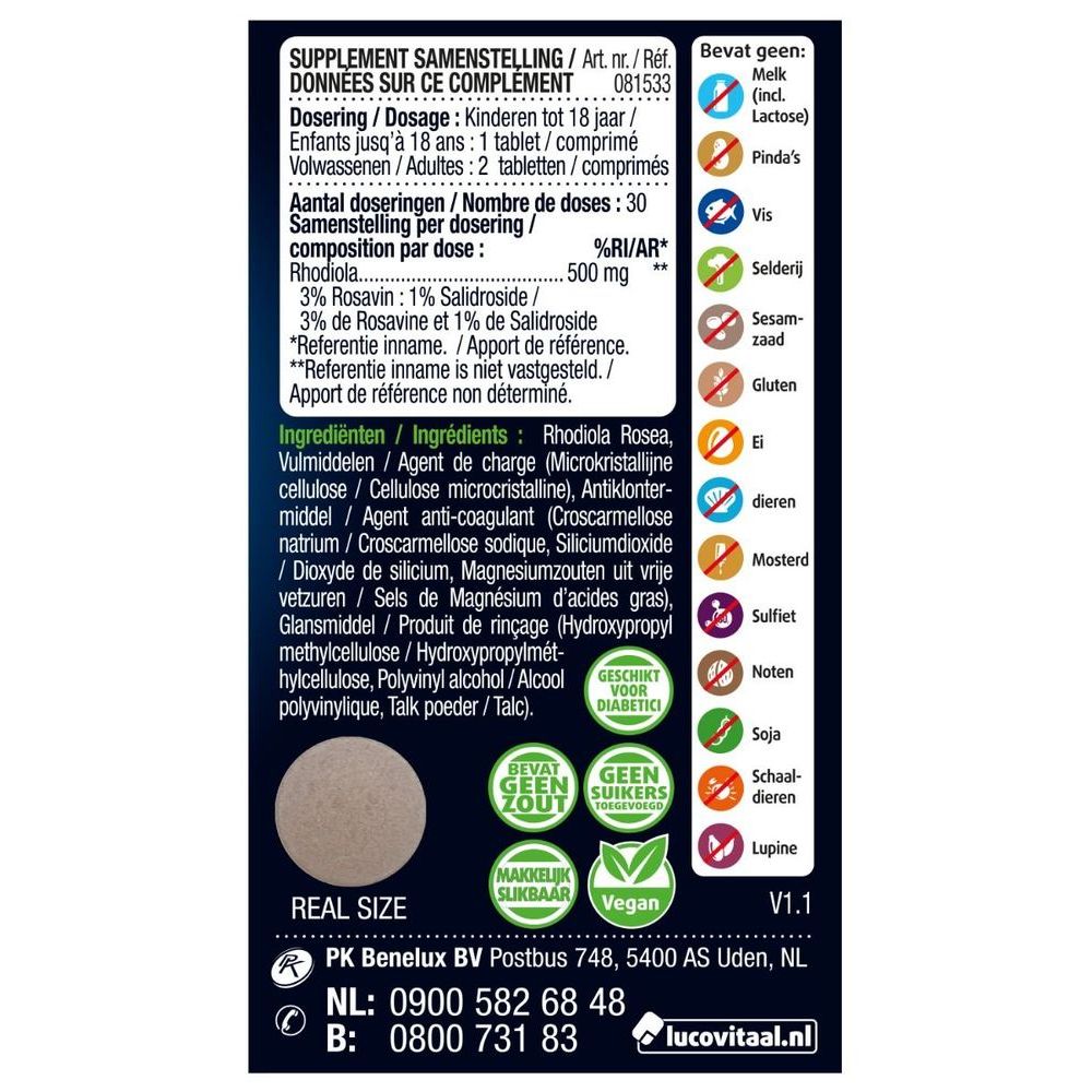 Lucovitaal Rhodiola rosea 60 tabletten