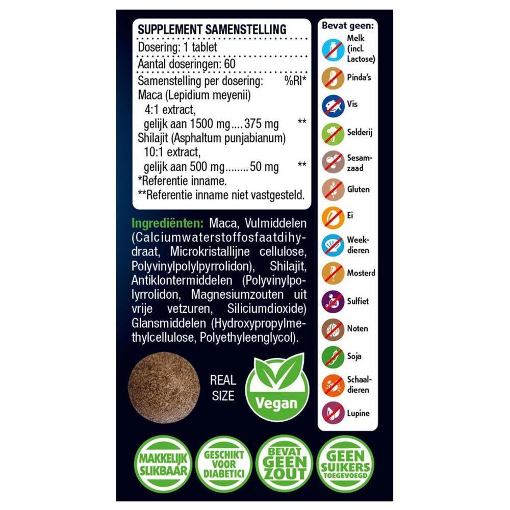 Lucovitaal Maca en shilajit puur 60 tabletten